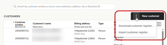 EN Sales invoicing - Customers - Download customer register