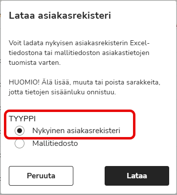 FI Asiakkaat - Lataa asiakasrekisteri - Nykyinen asiakasrekisteri
