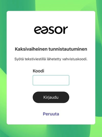 FI Easor App mobiili - Kirjautuminen - Koodi