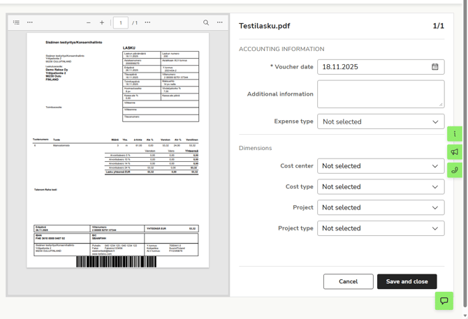 EN Easor App - Material sending - Send material - Add mandatory information dialog