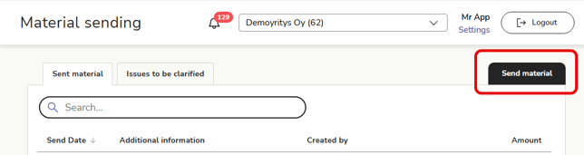 EN Easor App - Material sending - Send material button