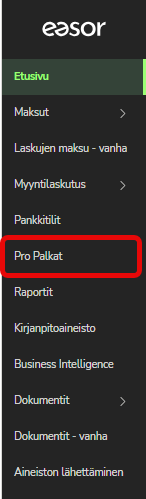 FI Easor App - Päävalikko - Pro Palkat
