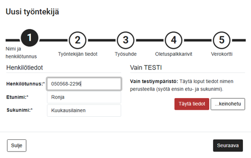 FI Pro Palkat Palkanlaskija - Työntekijät - Uusi työntekijä 1