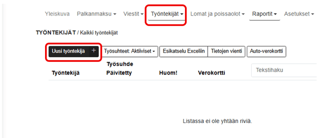FI Pro Palkat Palkanlaskija - Työntekijät - Uusi työntekijä nappi