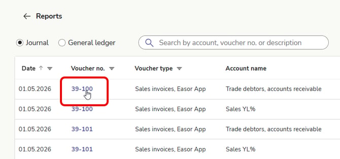 EN Reports - General ledger and journal - Click voucher number Sep26