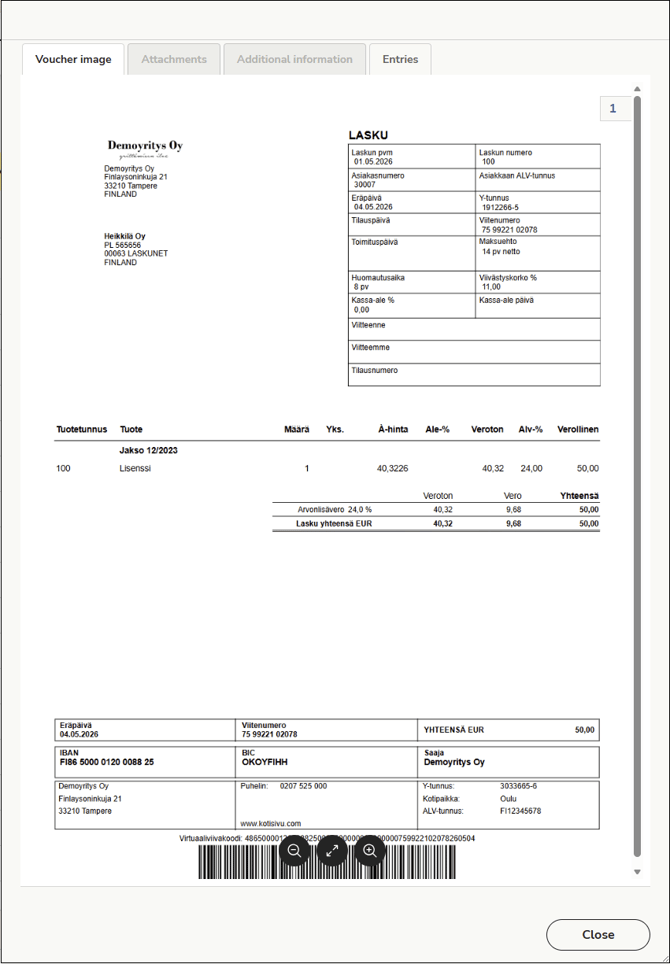 EN Reports - General ledger and journal - Voucher image