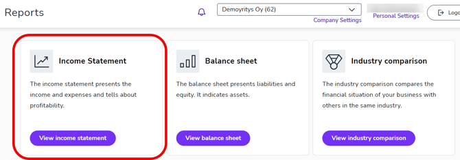 EN Reports main view - Income statement 060624