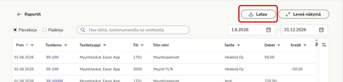 FI Raportit - Pää- ja päiväkirja - Lataa Sep26