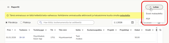FI Raportit - Pää- ja päiväkirja - Lataa