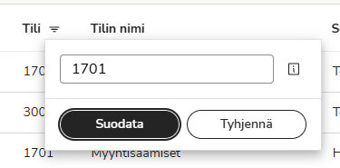 FI Raportit - Pää- ja päiväkirja - Päiväkirja - Suodata