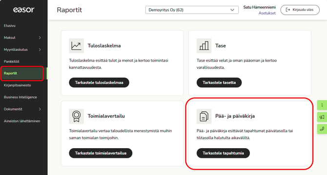 FI Raportit - Pää- ja päiväkirja Sep26