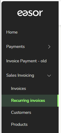 EN Easor App - Main menu - Sales invoicing - Recurring invoices