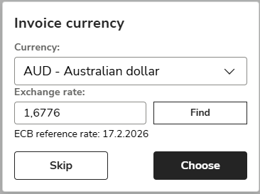 EN Easor App - Sales invoicing - Invoice - Change currency - Invoice currency