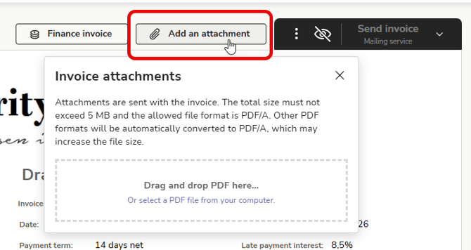 EN Easor App - Sales invoicing - New invoice - Add attachment