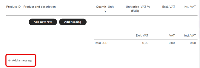 EN Easor App - Sales invoicing - New invoice - Add message