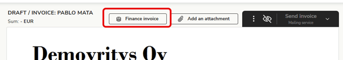 EN Easor App - Sales invoicing - New invoice - Finance invoice button