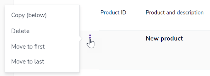 EN Sales Invoicing - Invoices - New invoice - Three dot menu on product row 100524