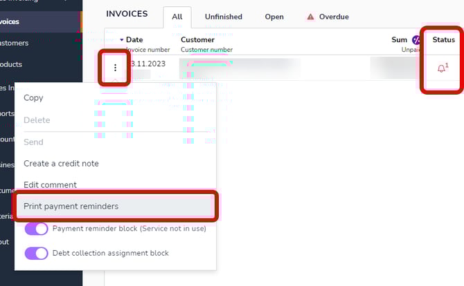 EN Sales Invoicing - Invoices - Print payment reminders 190624