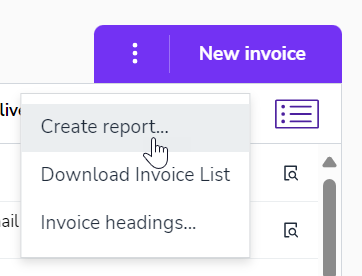 EN Sales Invoicing - Invoices - Three dot menu - Create report 100524
