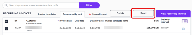 EN Sales invoicing - Recurring invoices - Automatically sent - Send