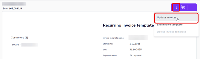 EN Sales invoicing - Recurring invoices - Invoice template - Update invoices