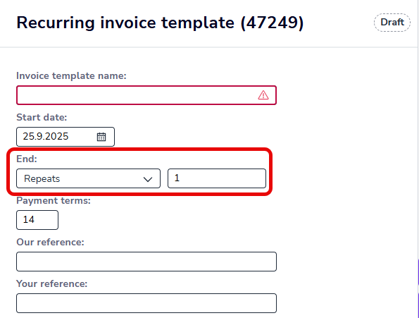 EN Sales invoicing - Recurring invoices - Repeats 1