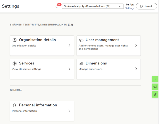 EN Easor App - Settings - Main page