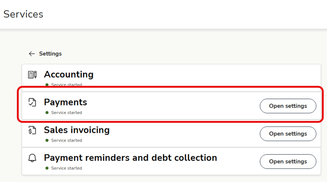 EN Easor App - Settings - Services main page - Payments