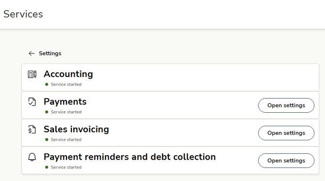 EN Easor App - Settings - Services main page