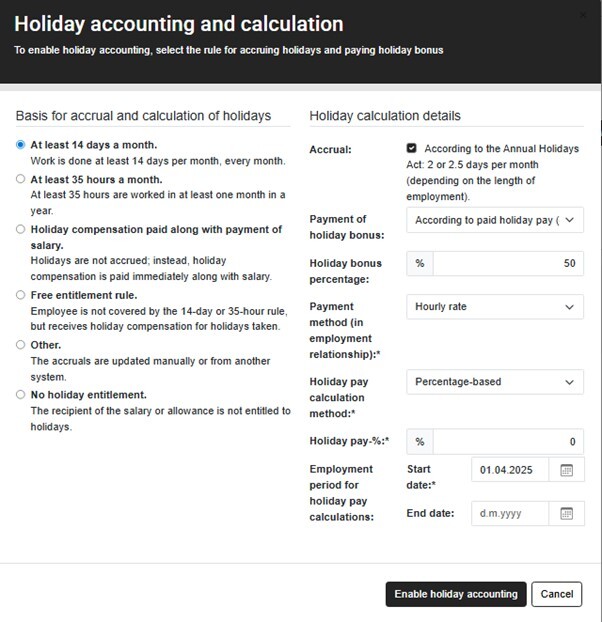 EN Easor App - Simple Salaries - Holiday accounting and calculation
