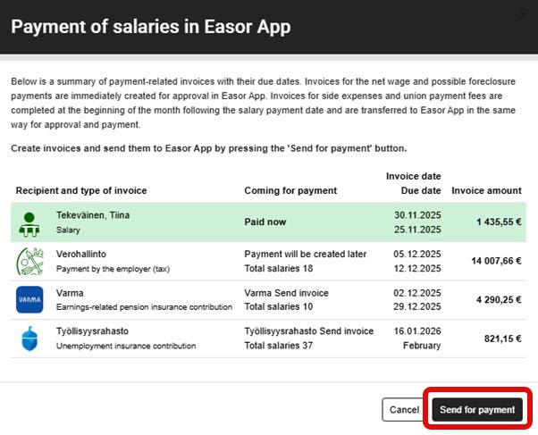 EN Easor App - Simple Salaries - Send for payment