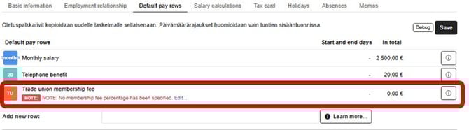 EN Easor App - Simple Salaries - Trade union member fee