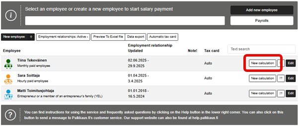 EN Easor App - Simple Salaries - starting the salary calculating