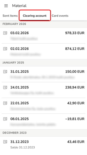 EN Easor App - Material - Clearing account