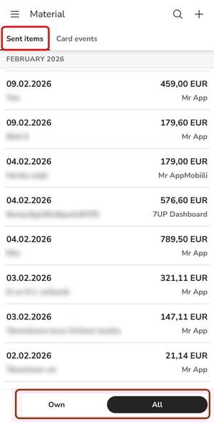 EN Easor App - Material - Sent items
