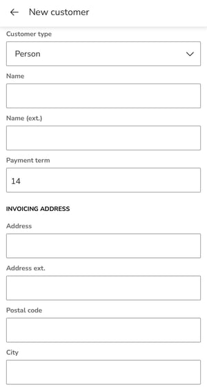 EN Easor App mobile - Customers - New customer 1