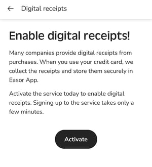EN Easor App mobile - Enable digital receipts - Activate