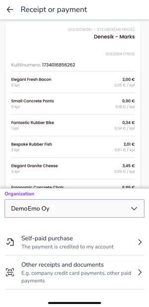 EN Easor App mobile - Material - Card events - Receipt or payment