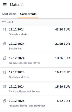 EN Easor App mobile - Material - Card events