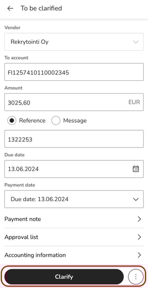 EN Easor App mobile - Payments - Invoice details - Clarify