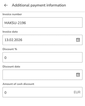 EN Easor App mobile - Receipt or payment - Additional payment information