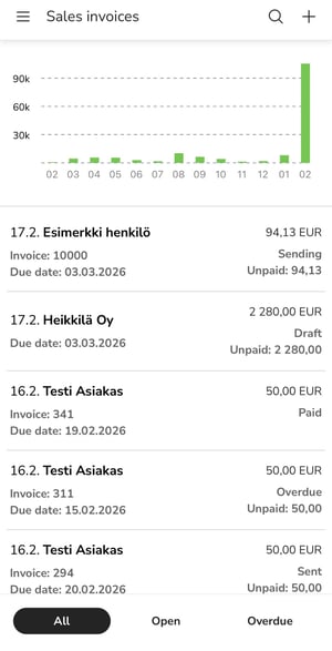 EN Easor App mobile - Sales invoicing home