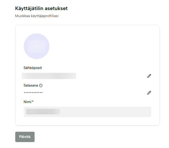 MyEasor Käyttäjätilin asetukset