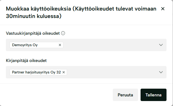FI MyEasor - Käyttäjähallinta - Muokkaa käyttöoikeuksia