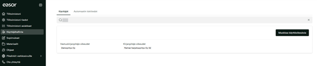FI MyEasor - Käyttäjähallinta