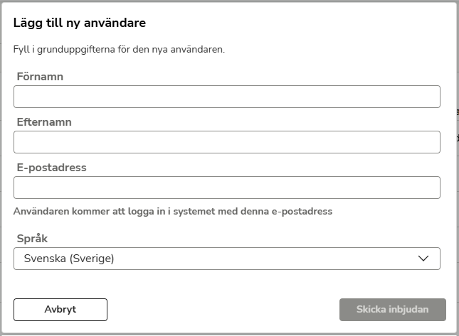 Sv-SE Inställningar - Administrera användare - Lägg till ny användare