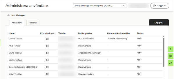 Sv-SE Inställningar - Administrera användare - Lista