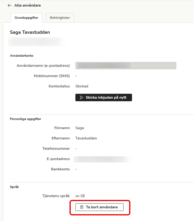 Sv-SE Inställningar - Administrera användare - Ta bort användare