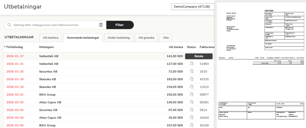 SV-SE-Easor App-Utbetalningar-Leverantörsfaktura-Betala