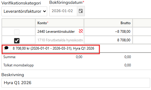 SV-SE-Partner-Kom igång-Funktioner-Periodisering-visar hur det ser ut vid kontering